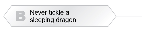 The Answer Is B -  Never tickle a sleeping dragon