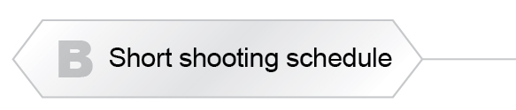 The Answer Is B -  Short shooting schedule